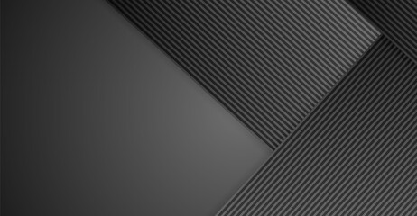 This stark, geometric image features a modern design with dominant black and gray colors, diagonal lines, and overlaid rectangular shapes creating a sleek, minimalistic aesthetic