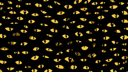 Halloween yellow cat eyes in black background wallpaper