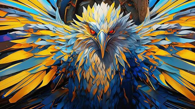 white garuda in Delfts Blauw realistis, highly detailed,ai generative