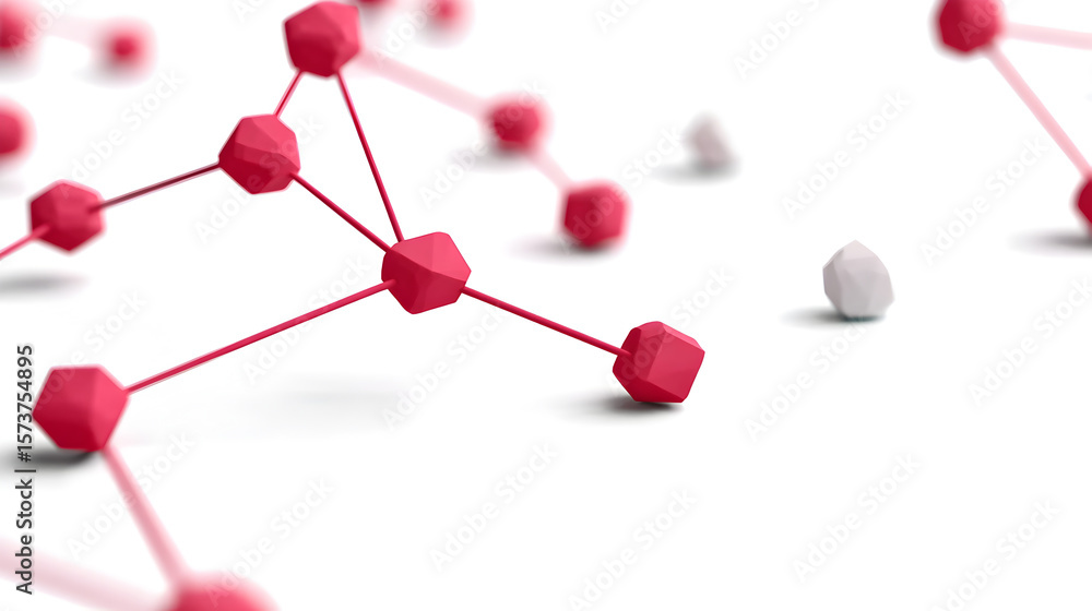 Poster an abstract representation of a network, depicting connections and nodes, with a focus on a single, 