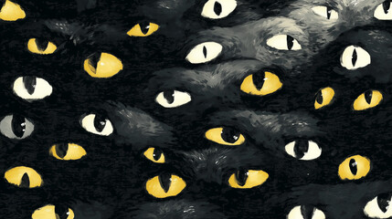 Black cat eyes, surreal, Halloween background wallpaper