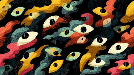 Surreal Halloween monster eyes background wallpaper