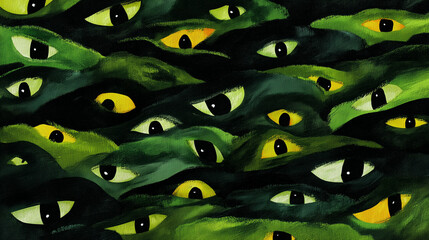 Creepy green monster eyes, Halloween wallpaper