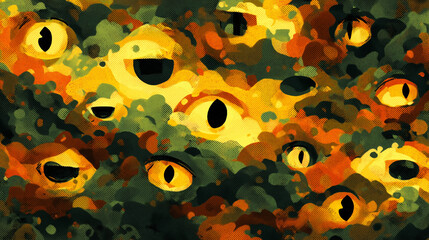 Spooky yellow eyes, Halloween wallpaper background