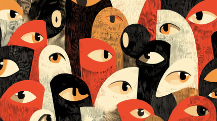 Creepy abstract eye shapes in Halloween colors, wallpaper background