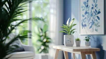 Serene Indoor Oasis: Plants, Light, and Tranquility