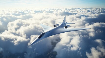 Naklejka premium Hypersonic Aircraft Soaring Above Clouds