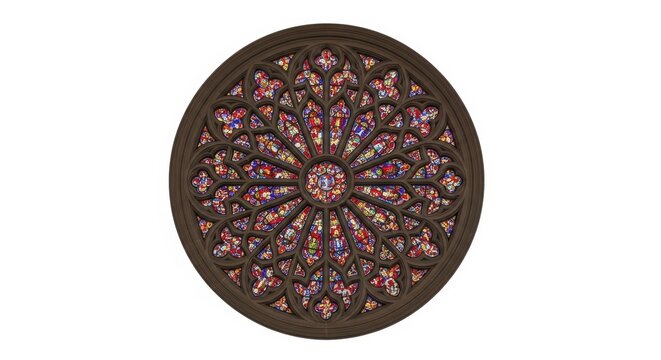 Gothic stained glass rose window with intricate patterns for halloween decor