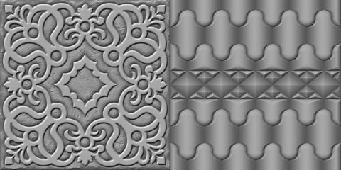 3d mould ceramic tiles art. Digital home decorative art wall tiles design background. Dark gray and light gray combination. Embossed tiles. Ceramic Wall tiles 3d Punch Design.	
