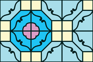 A black and white pattern featuring squares of varying sizes arranged in a visually striking design. Wall tiles design mould line work use for design creation.	
