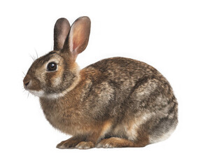 Obraz premium Detailed illustration of a brown rabbit sitting isolated on transparent background
