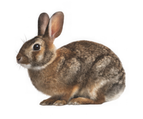 Detailed illustration of a brown rabbit sitting isolated on transparent background