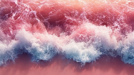 Fototapeta premium Pink sunset waves crashing beach