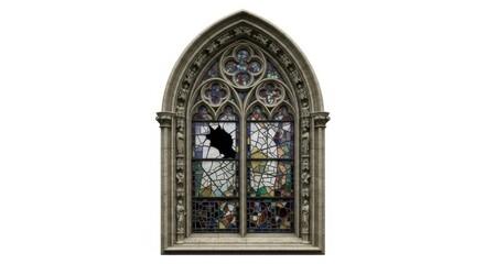 Gothic stained glass window with halloween theme for spooky decor and events