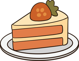 cake slice with strawberry on top on a plate