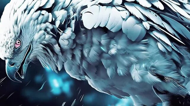 white griffin in Delfts Blauw realistis, highly detailed,ai generative
