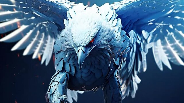 white griffin in Delfts Blauw realistis, highly detailed,ai generative