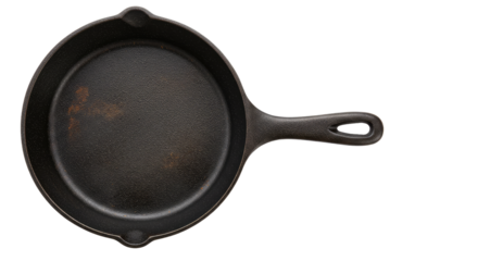 Vintage Cast Iron Skillet Isolated.