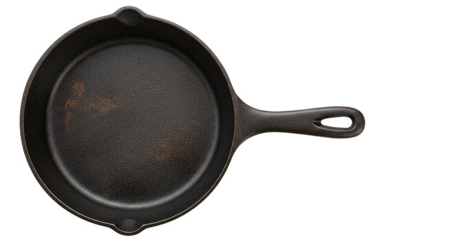 Vintage Cast Iron Skillet Isolated.