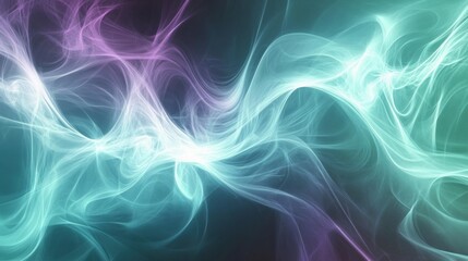 Fototapeta premium A fluid abstract background with soft glowing lines, light patterns, and smooth gradients in shades of teal, lavender, and blue, creating a serene atmosphere
