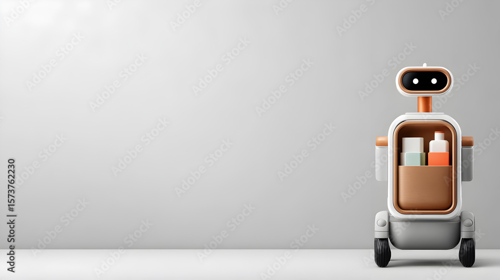Aufkleber a friendly service robot with cargo in its storage compartment. this robot appears ready to provide 