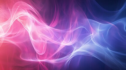 A fluid abstract scene with soft glowing lines and gentle curves in neon shades of pink, lavender, and blue, creating a smooth, calming atmosphere