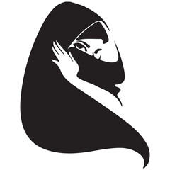 Girl in black dress holding a book wearing a scarf vector illustration of a fashionable woman with beauty and style