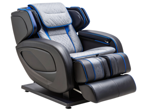 Modern Black, Gray, and Blue Massage Chair  Transparent PNG