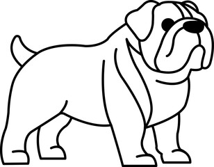 black and white isolate illustration of a Bulldog
