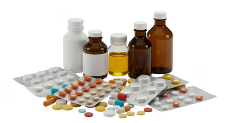 Illustration Various Pills Tablets And Capsules Medicine with Treatment
