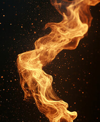 Dramatic fire swirl with glowing embers and particles on dark background, creating mesmerizing and dynamic visual effect