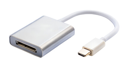 Fototapeta premium Silver usbc to usb adapter cable for modern electronic devices, isolated on transparent background