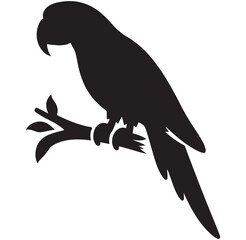 Parrot with tree branch silhouette, Parrot silhouette
