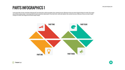 4-Part Business Infographic – Vector layout with icons for idea, tools, safety, and growth. Ideal for presentations, workflow steps, and business planning
