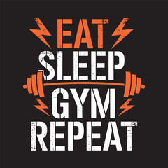 Powerful fitness lifestyle quote with lightning bolts and gym weights. Vector illustration t shirt design