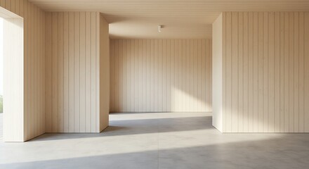 Fototapeta premium Empty Minimalist Interior with Beige Walls and Concrete Floor