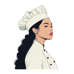 long hair female chef,vector