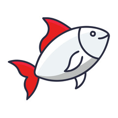 Obraz premium Cartoon fish with red fins swimming in a playful style 