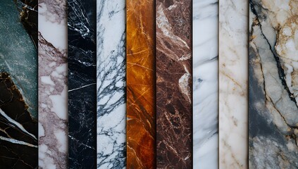 "Minimalist flat lay arrangement of marble and wood swatches, highlighting natural textures and sophisticated material combinations for interiors."

