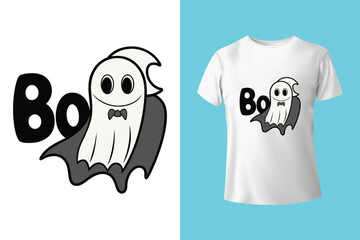 This is Some Boo Sheet design with halloween ghost and retro groovy wavy text, for halloween celebrating.