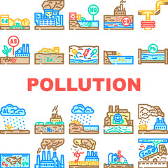 Obraz premium heavy metal pollution icons set vector