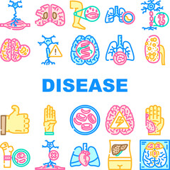 incurable disease icons set vector