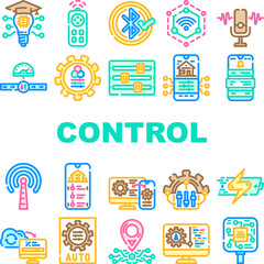 modern technology control product icons set vector