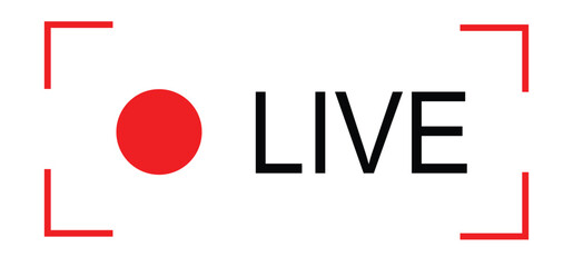 Live Streaming Icon Vector – Red Broadcast Button, Recording Indicator & Minimalist Media Interface