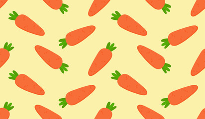 Seamless pattern with carrot, vector illustration of vegetable, healthy vegan food wallpaper