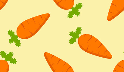 Seamless pattern with carrot, vector illustration of vegetable, healthy vegan food wallpaper