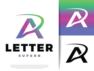 Letter A Swoosh Icon Design Template