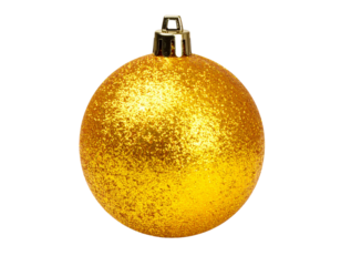  Yellow Christmas Bauble with Glittery Texture, Transparent PNG