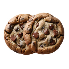 chocolate chips cookies, isolated white transparent 
