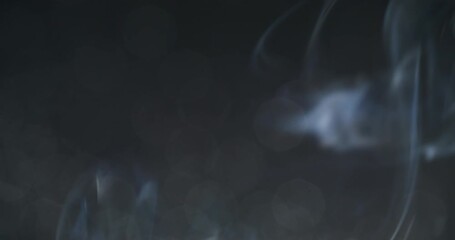 Flowing vapor. Mist ink. Defocused neon color water fume acrylic smoke chemical texture floating on abstract dark black background. - Powered by Adobe